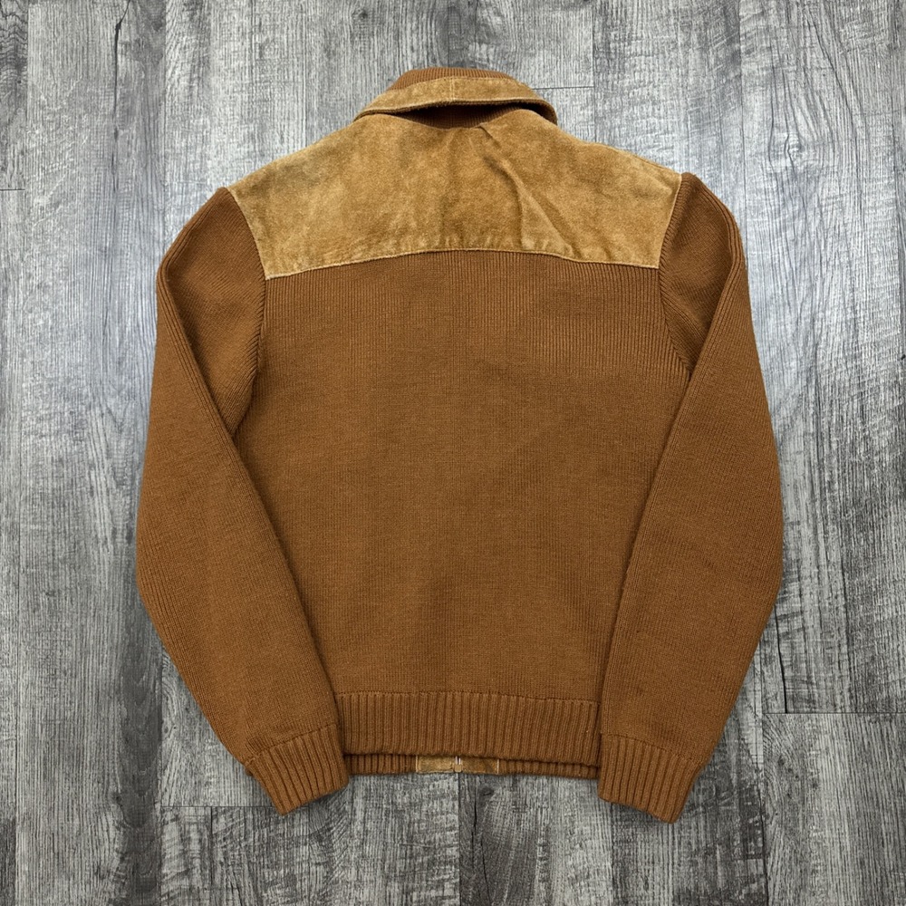 Vintage Windbreaker Cowhide Suede Western Knit Jacket 70s 80s - Picture 2 of 9